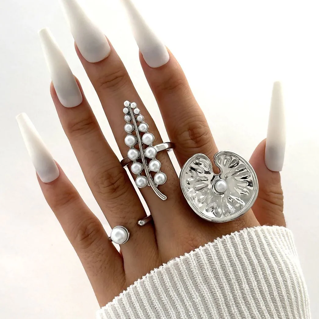 Pearl & Leaf Cuff Ring