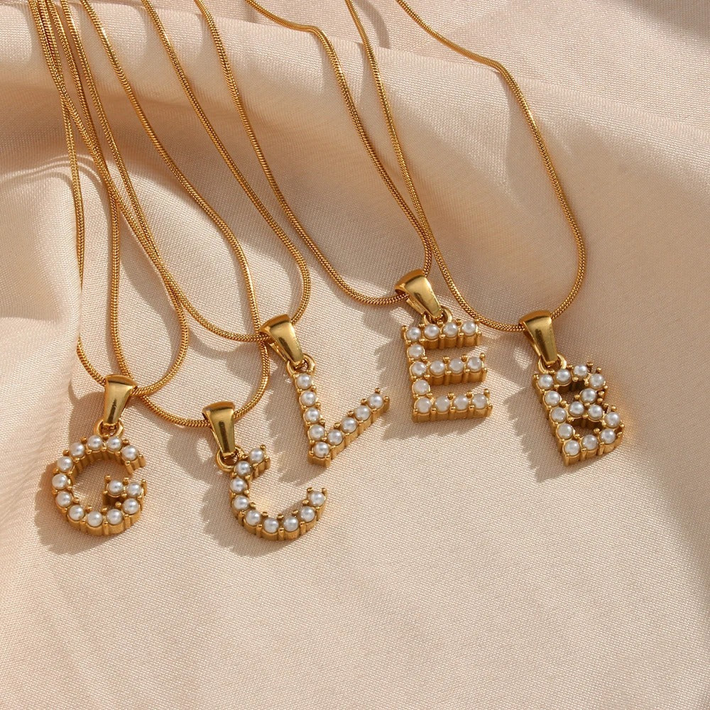 Pearl Letter Initial Necklace - Image 27