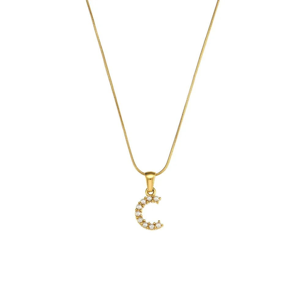 Pearl Letter Initial Necklace - Image 3