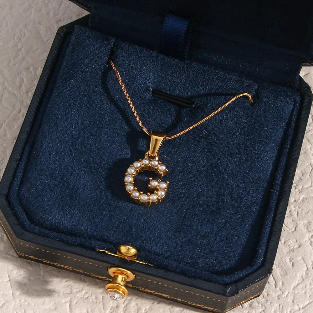 Pearl Letter Initial Necklace - Image 30