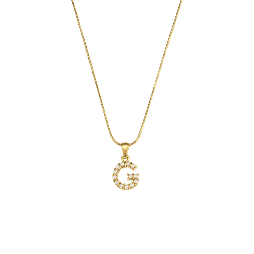 Pearl Letter Initial Necklace - Image 7