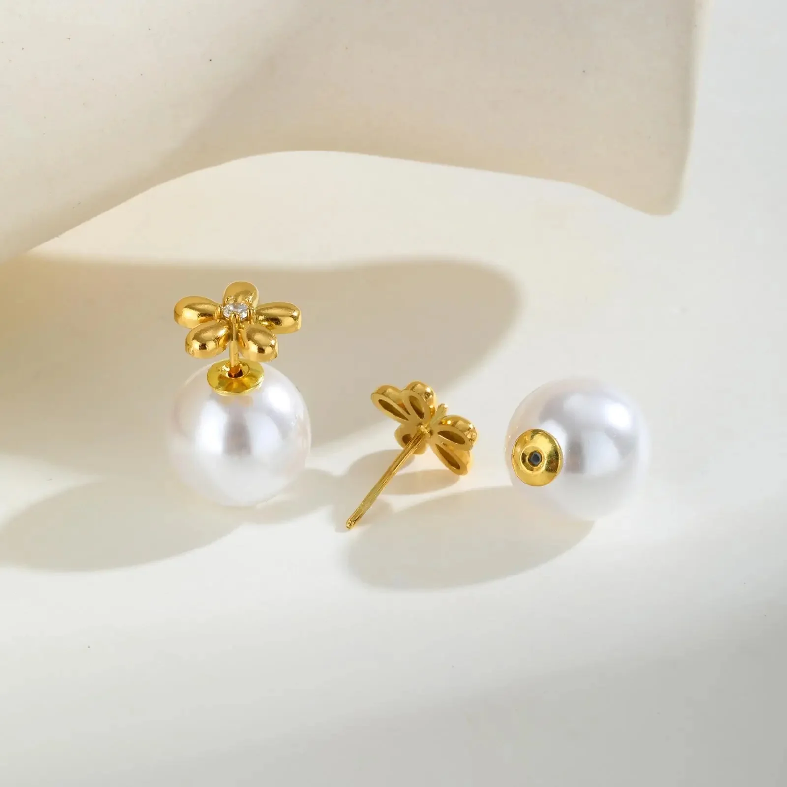 Pearl Stud Earrings - Image 3