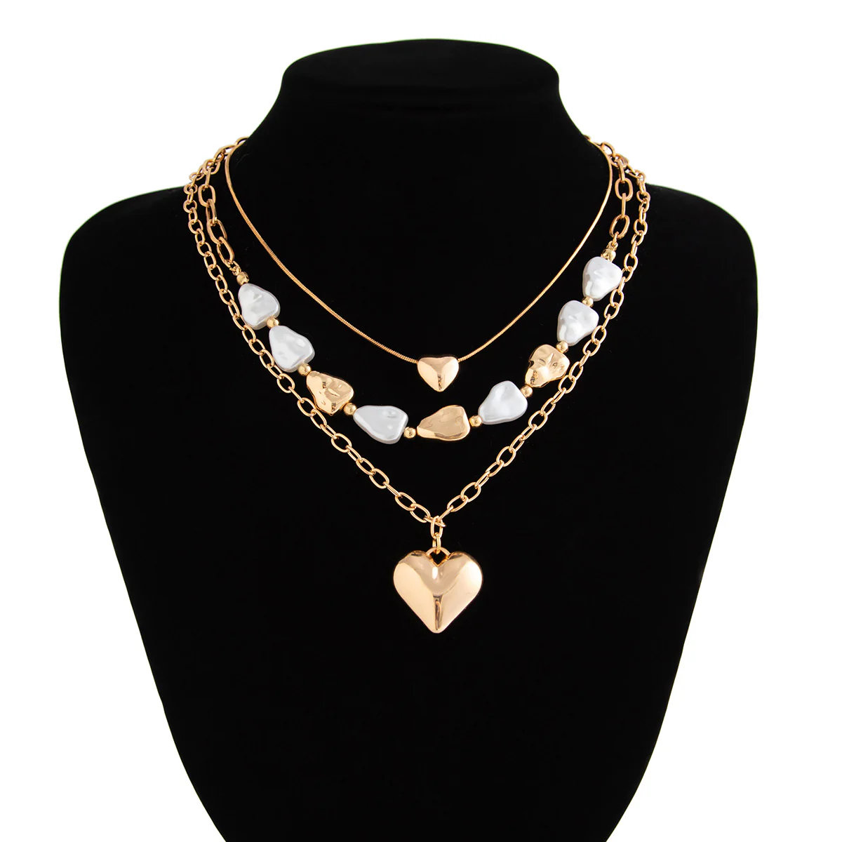 Pearl Tassel Heart Choker Necklace - Image 3