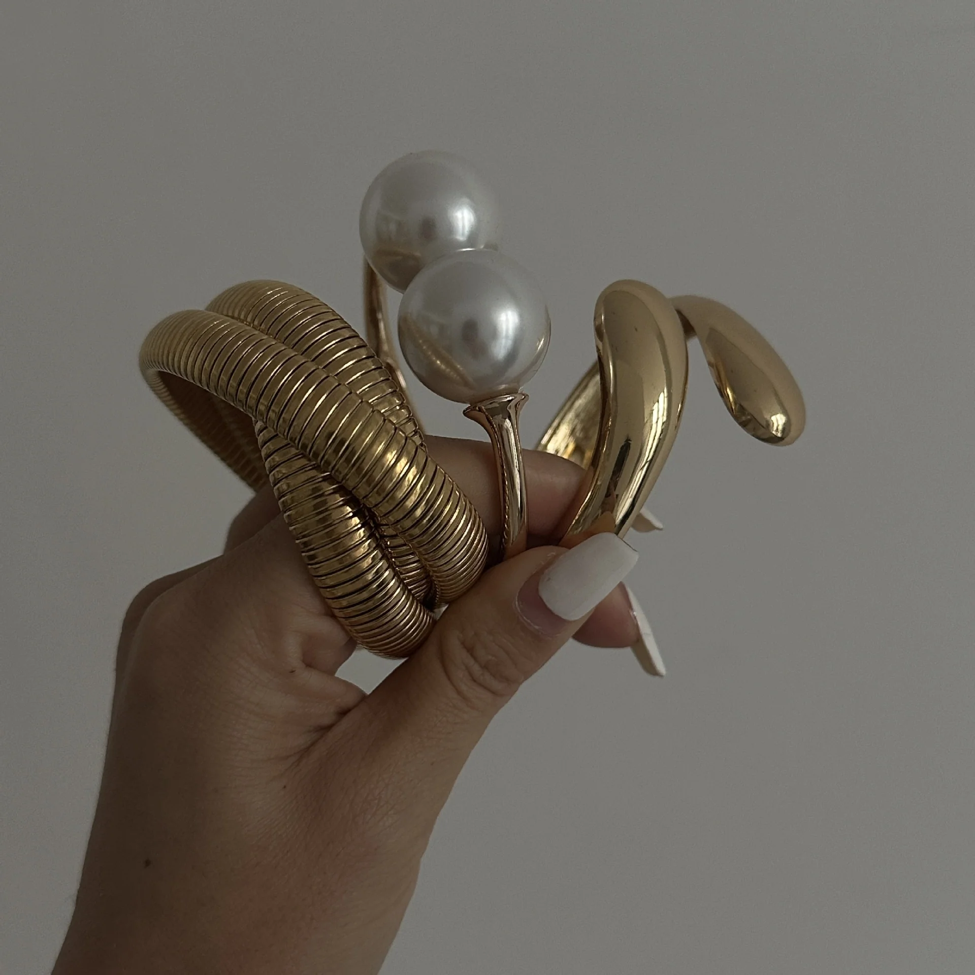 Pearl Wide Cuff Bracelet - Image 2