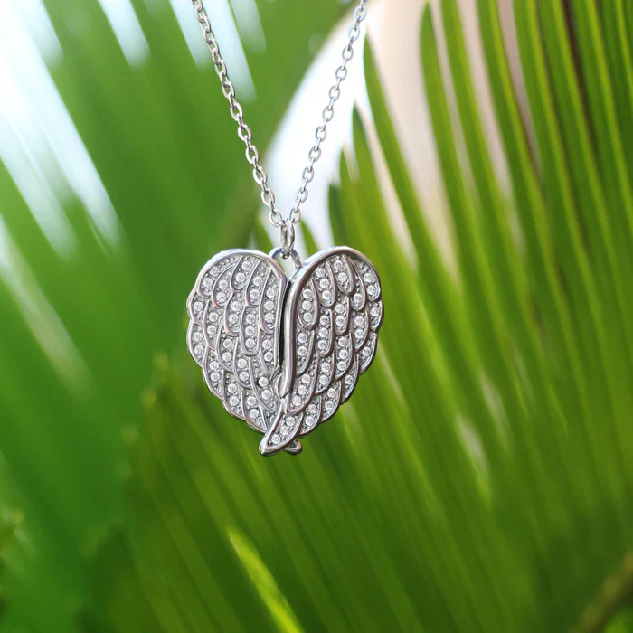 Personalized Angel Wing Photo Necklace - Image 2
