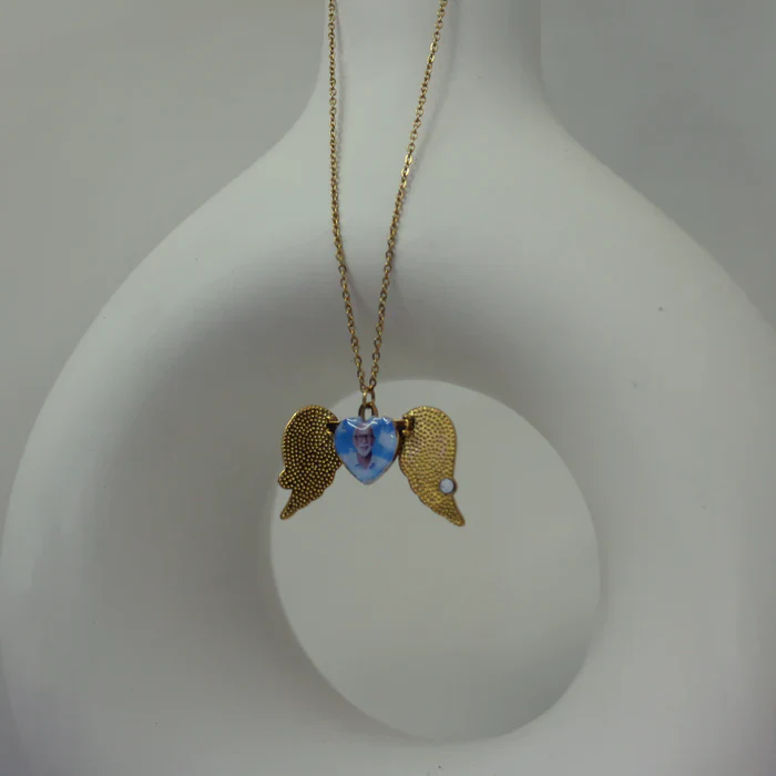 Personalized Angel Wing Photo Necklace - Image 5