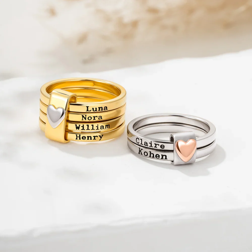 Personalized Heart Stackable Ring - Image 3