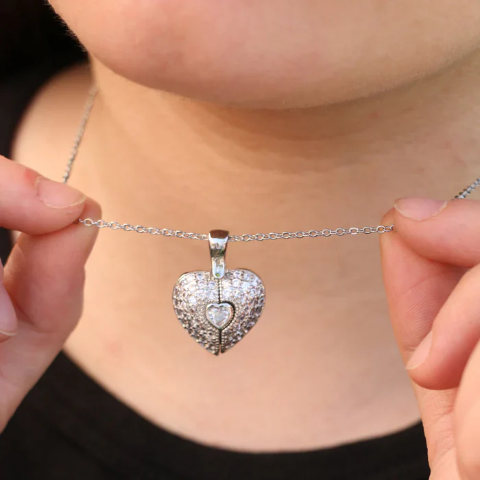 Personalized Heart Treasure Chest Necklace - Image 3