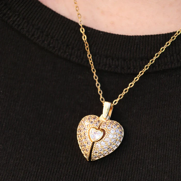 Personalized Heart Treasure Chest Necklace - Image 5