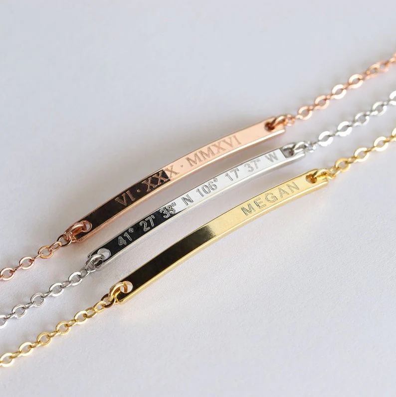 Custom Engraved Mini Bar Bracelet - Image 4