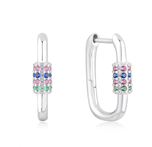 Prism Glow Gem Hoop Earrings - Image 2