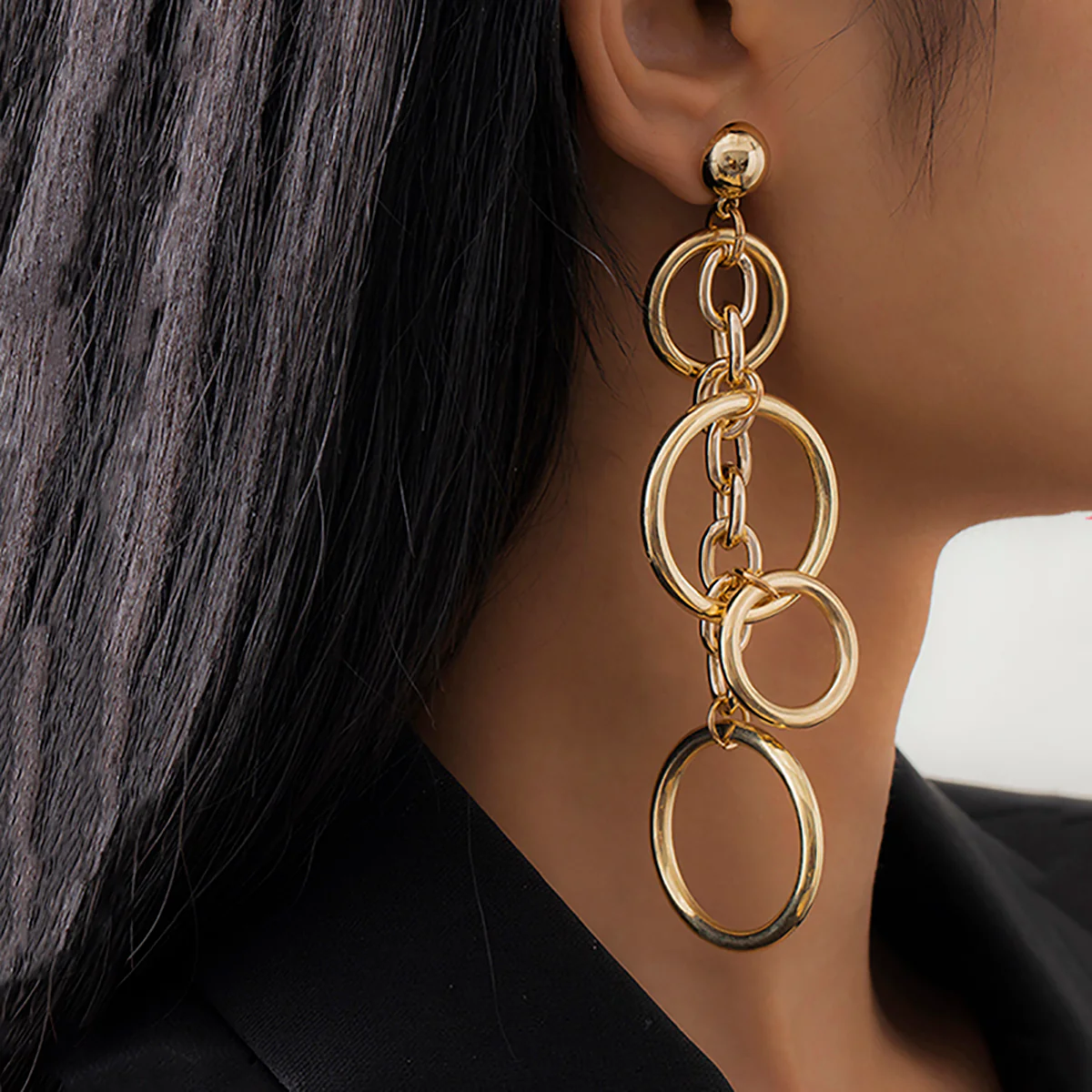 Punk Circle Link Chain Earrings