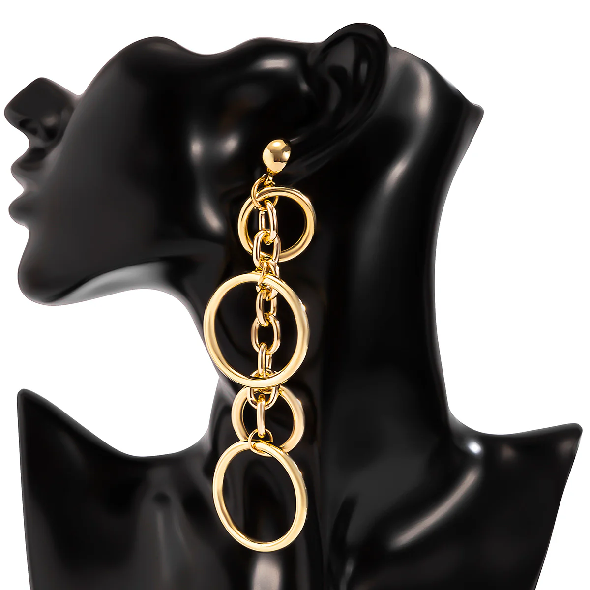 Punk Circle Link Chain Earrings - Image 3