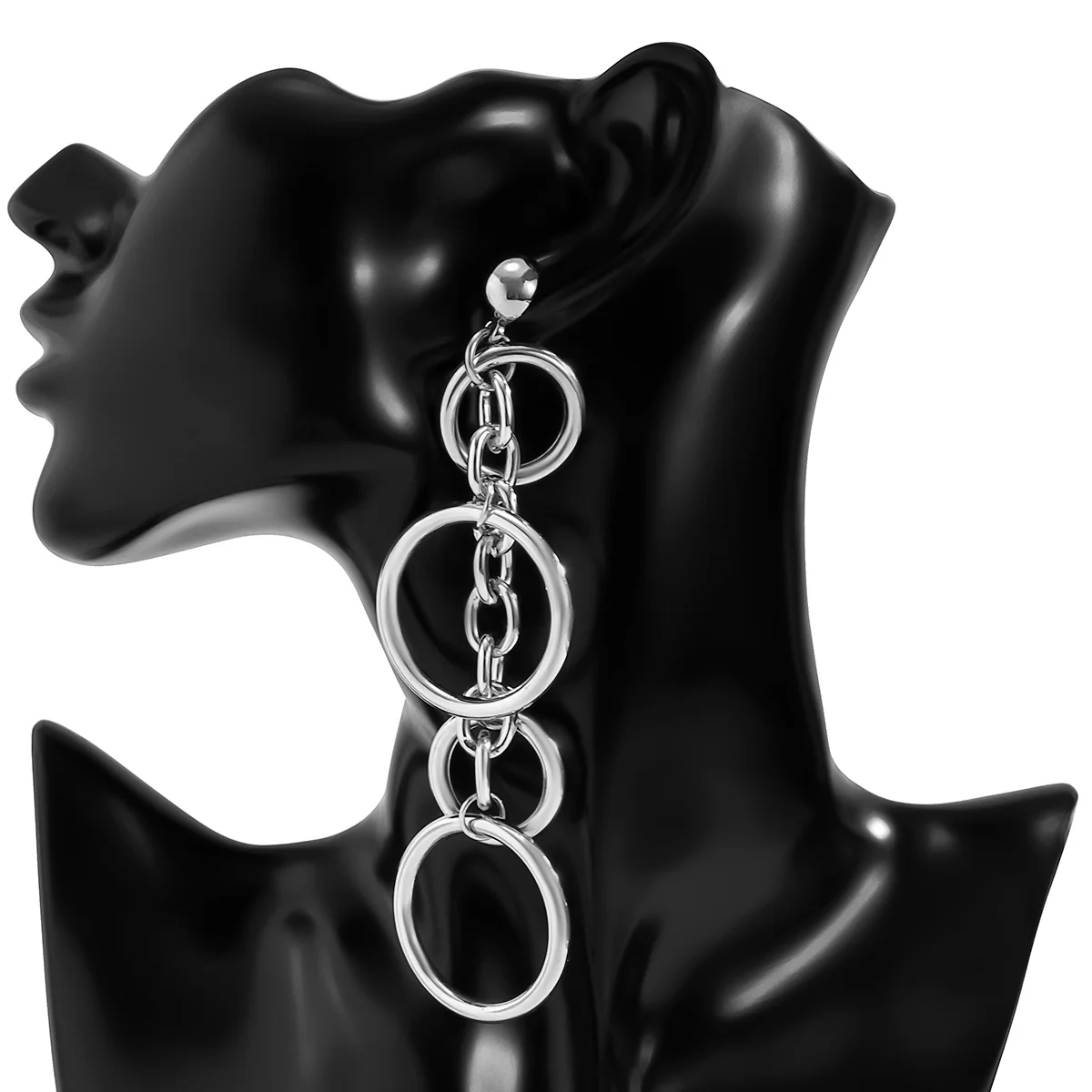 Punk Circle Link Chain Earrings - Image 4