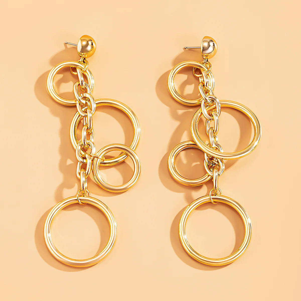 Punk Circle Link Chain Earrings - Image 5