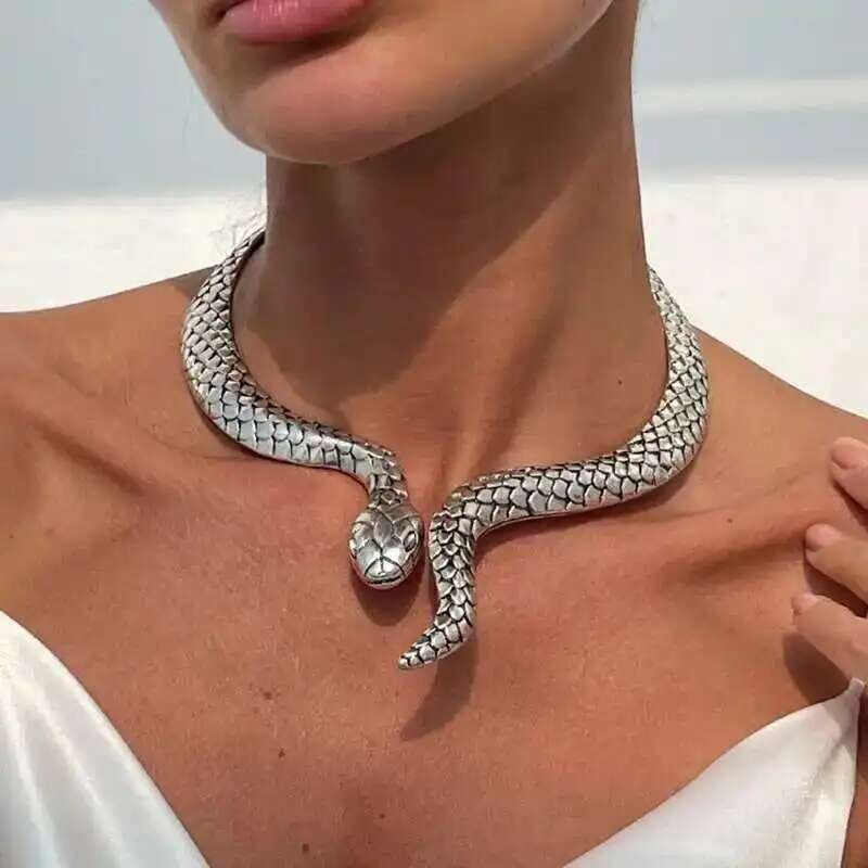 Punk Snake Torques Choker Necklace - Image 2