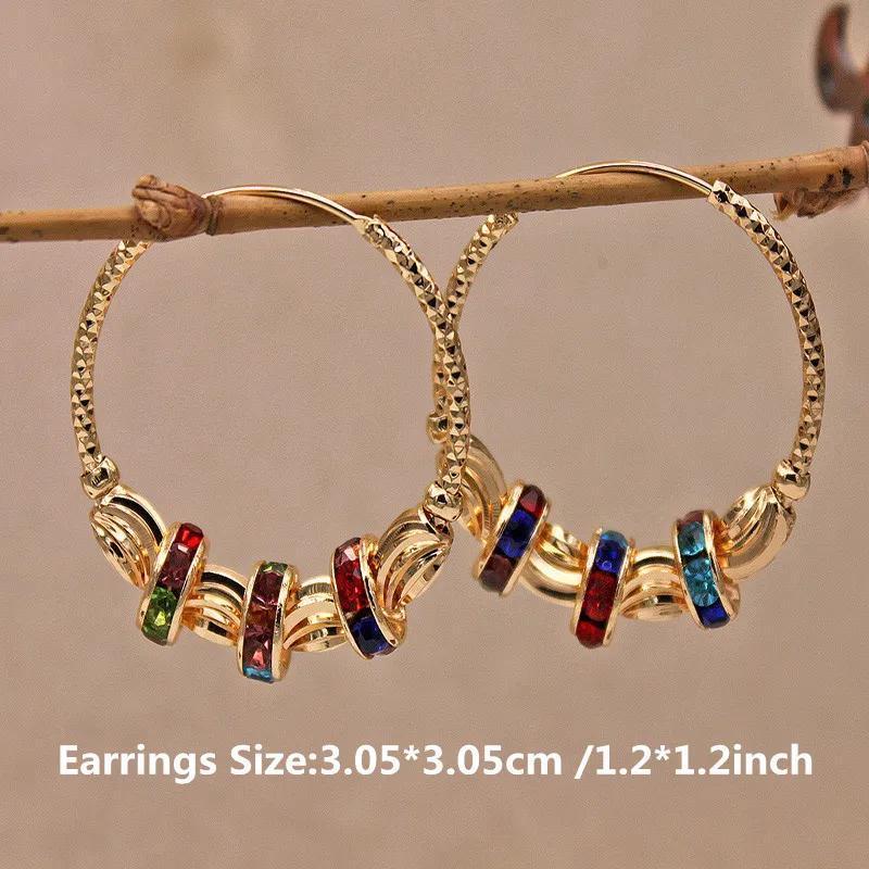 Rainbow Beaded Hoop Earrings - Image 2