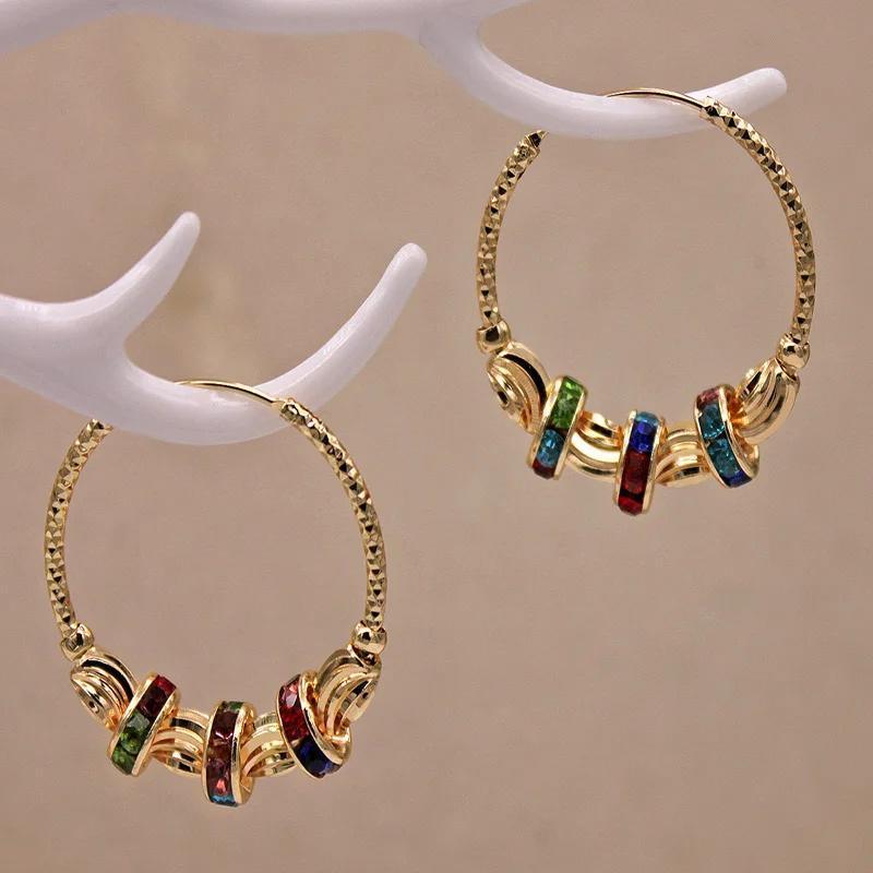 Rainbow Beaded Hoop Earrings - Image 3