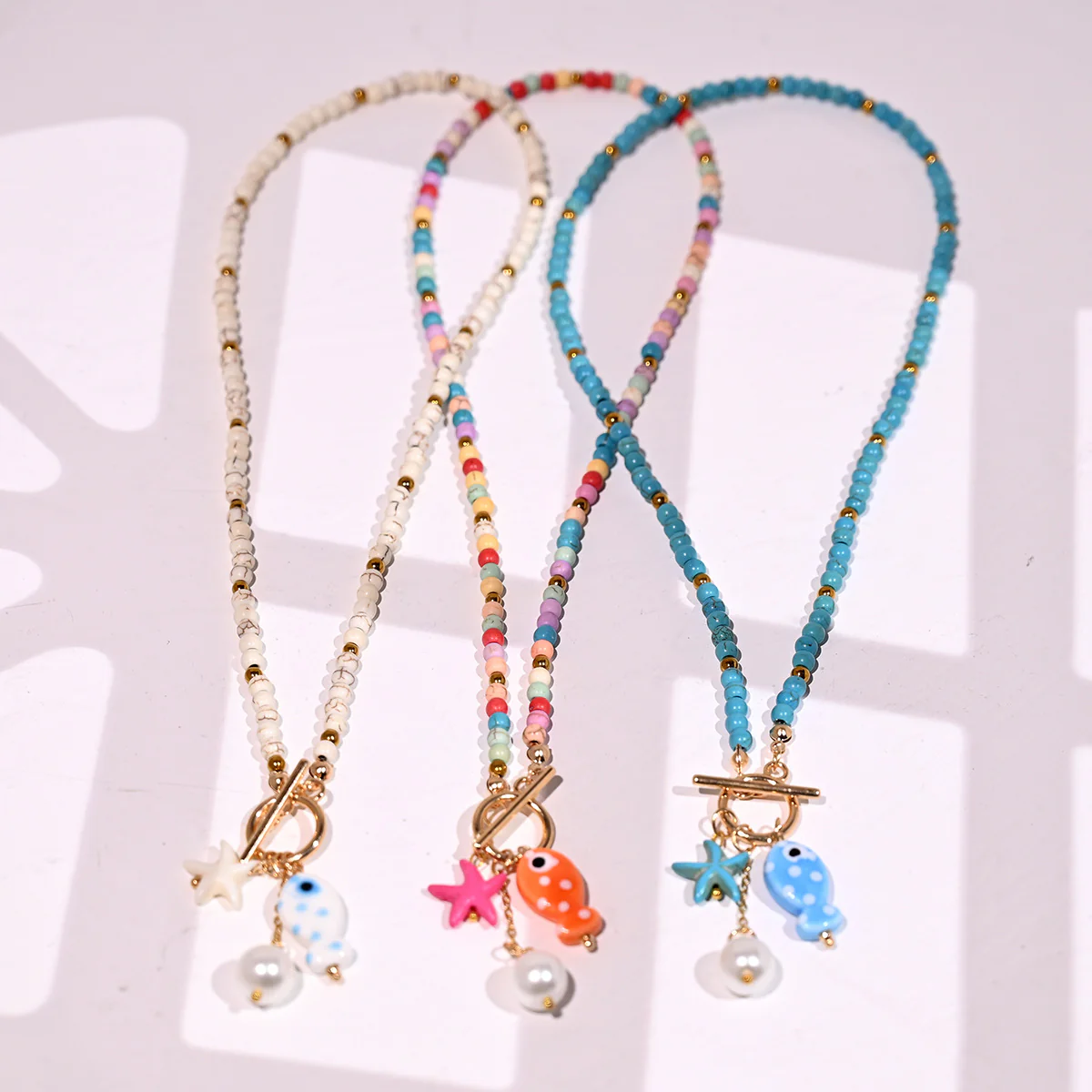 Rainbow Ceramic Fish & Starfish Necklace - Image 6