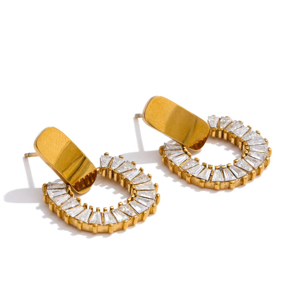 Rainbow Gem Semi-Hoop Earrings - Image 2