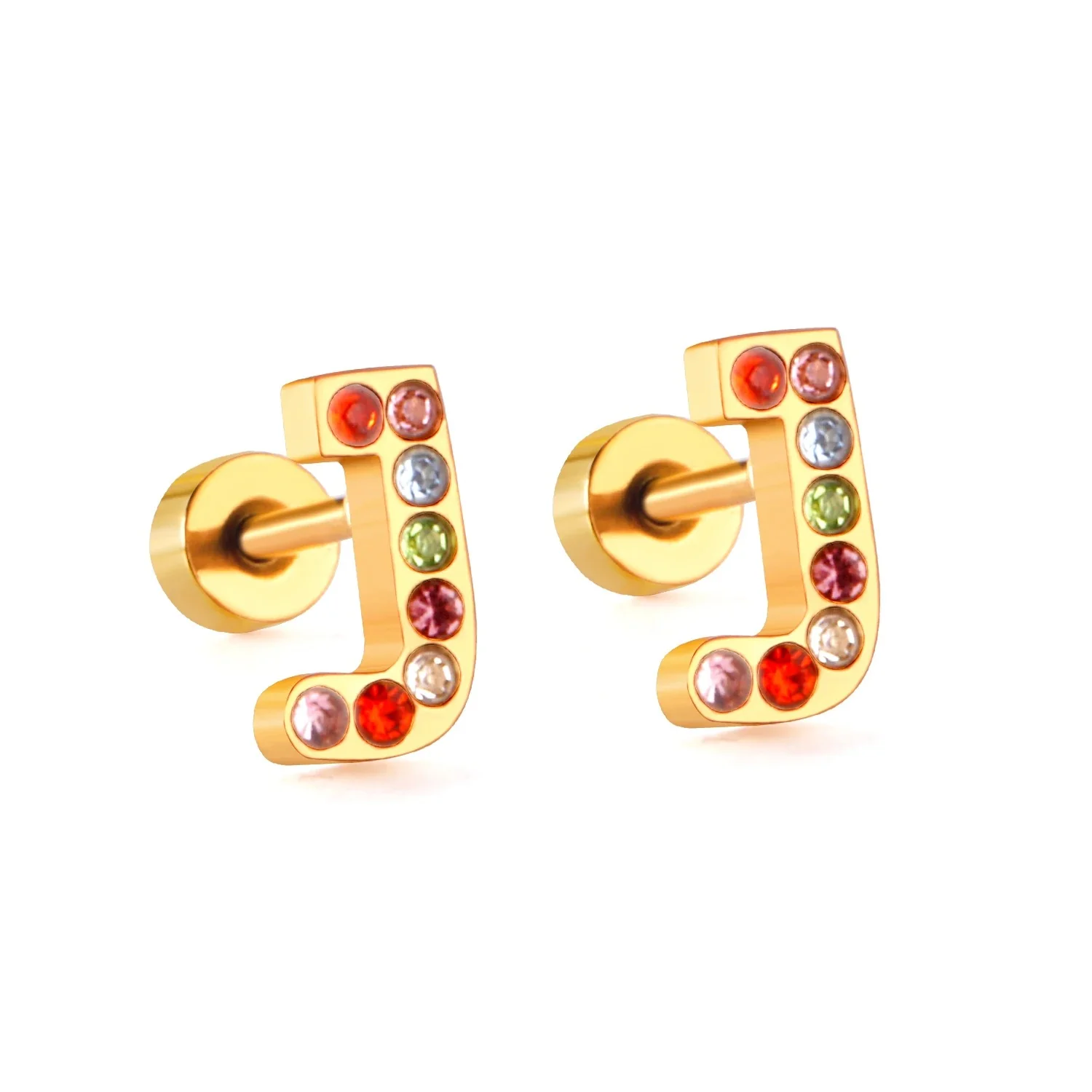 Rainbow Initial Letter Stud Earrings - Image 22