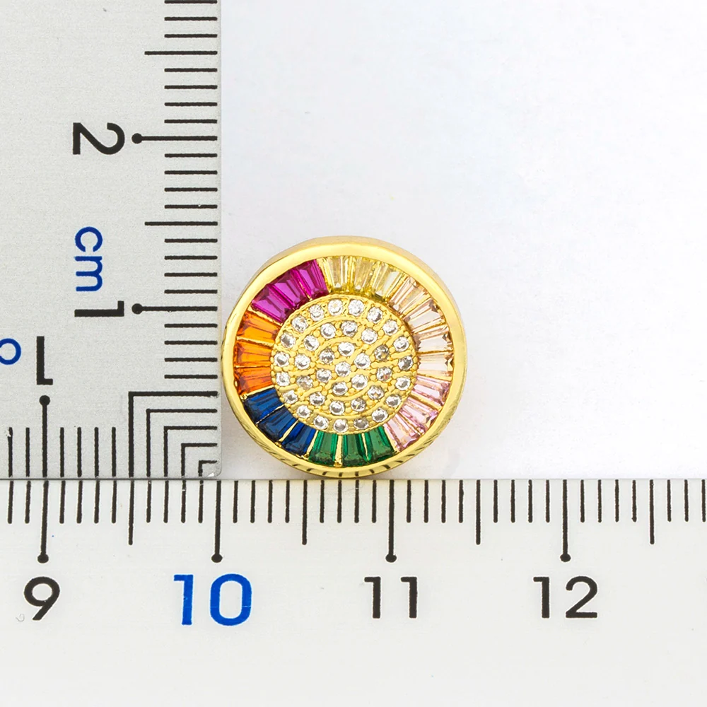 Rainbow Zircon Round Stud Earrings - Image 2