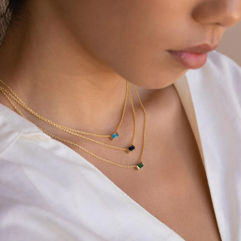 Rectange Birthstone Necklace - Image 3