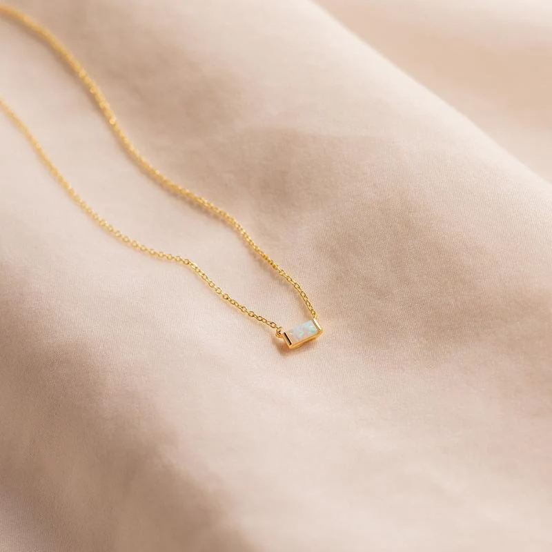 Rectange Birthstone Necklace - Image 6