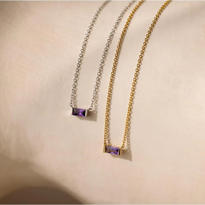 Rectange Birthstone Necklace - Image 7