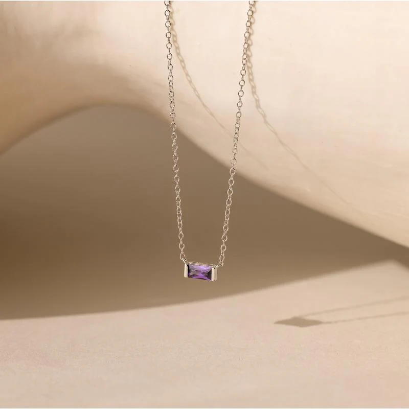 Rectange Birthstone Necklace - Image 8