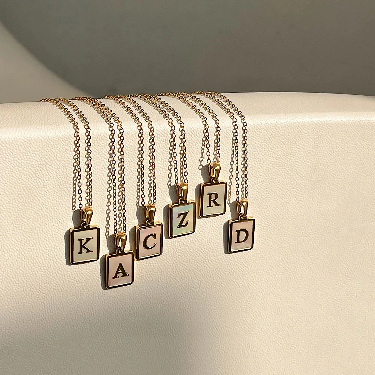 Rectangle Letter Initial Necklace - Image 4