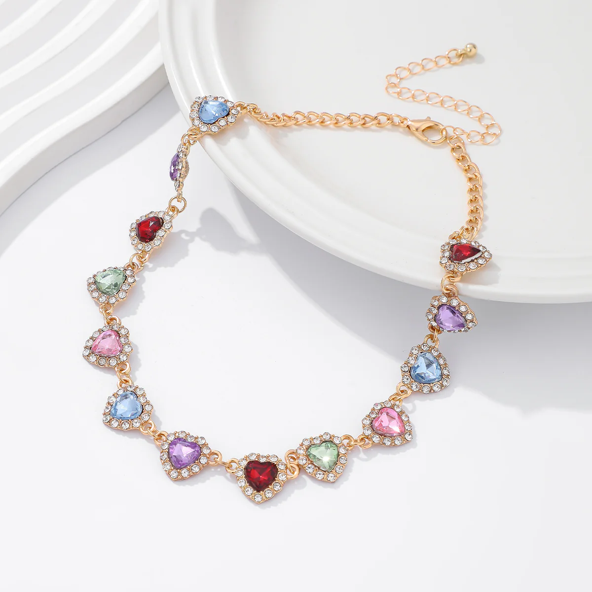 Rhinestone Heart Choker Necklace - Image 3