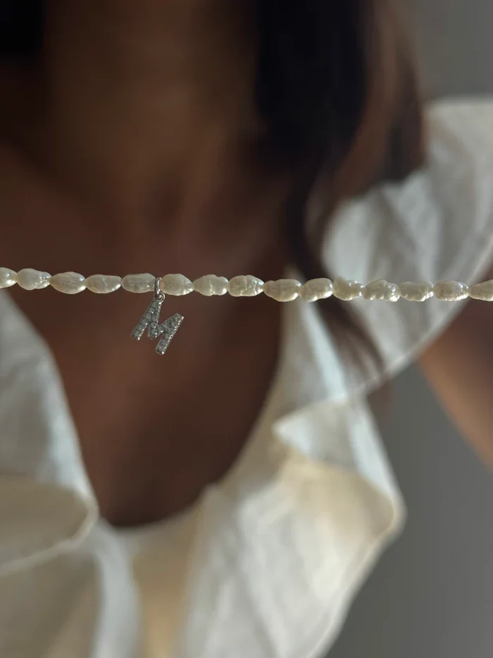 Rice Grain Letter Necklace - Image 3