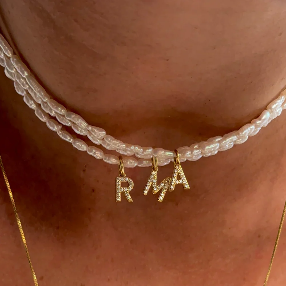 Rice Grain Letter Necklace - Image 4