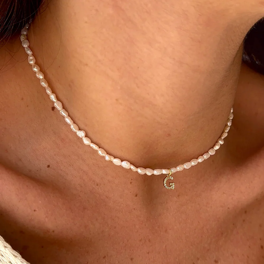 Rice Grain Letter Necklace - Image 5