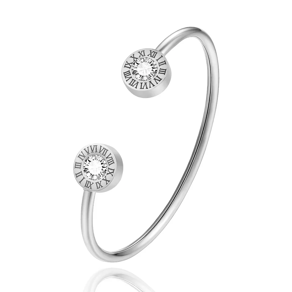 Roman Numeral Open Cuff Bracelet - Image 2