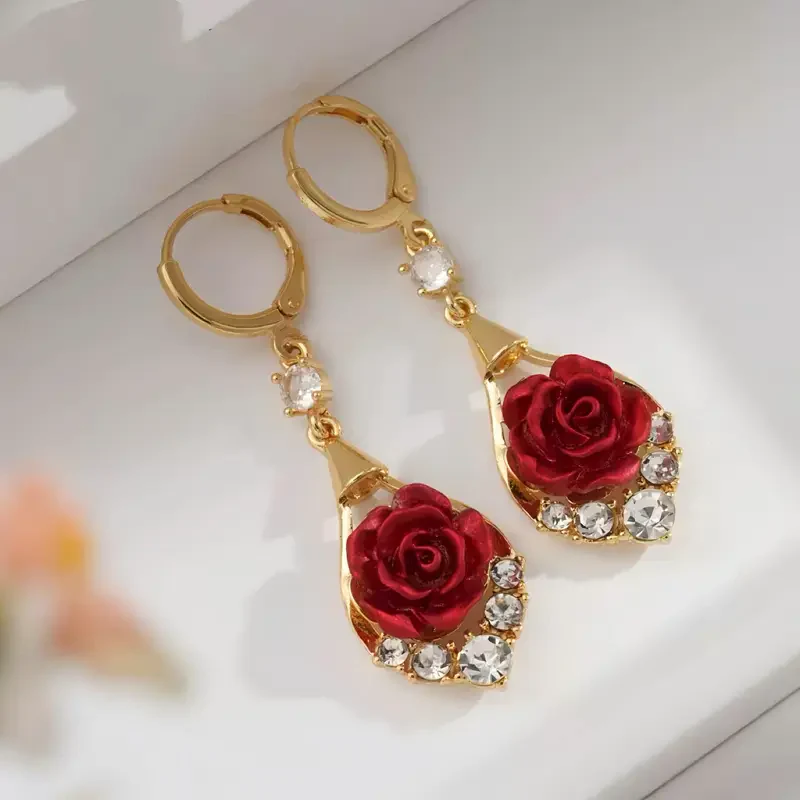 Rose Drop Earrings - Image 3