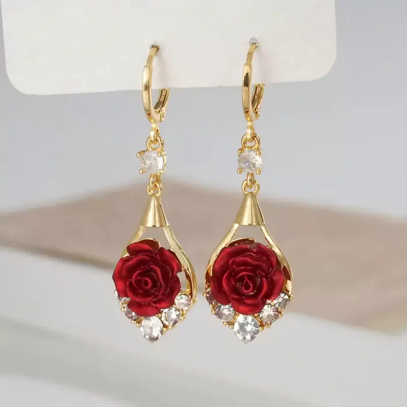 Rose Drop Earrings - Image 4