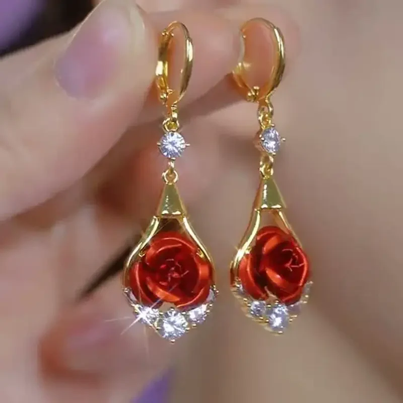 Rose Drop Earrings - Image 2
