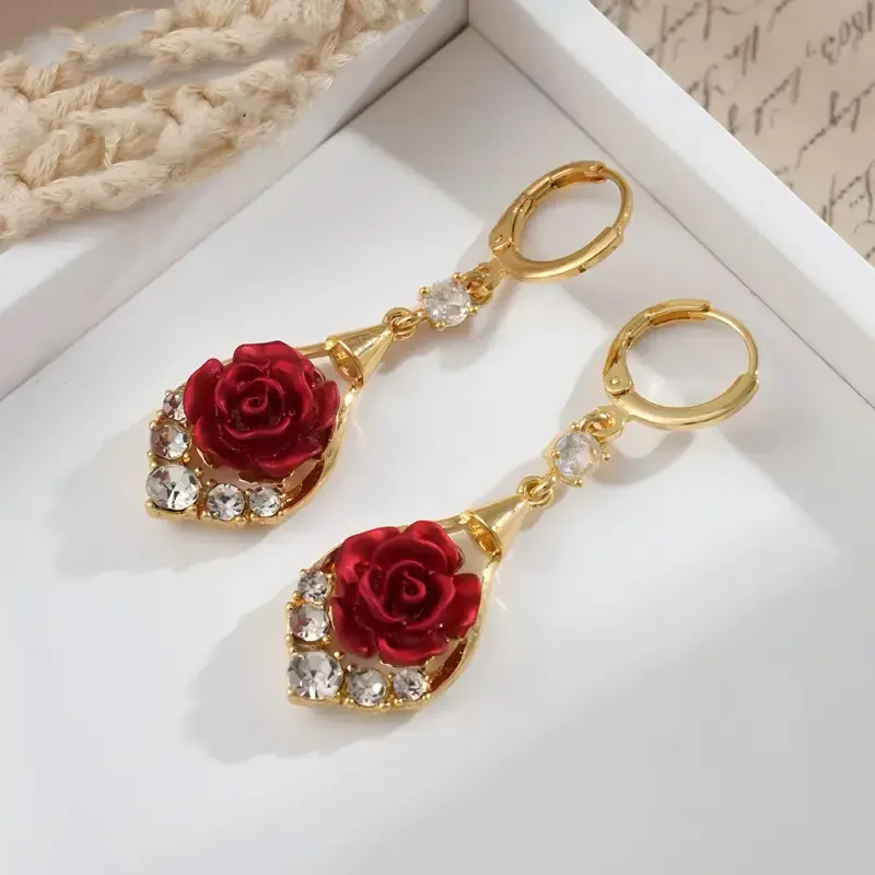 Rose Drop Earrings - Image 3
