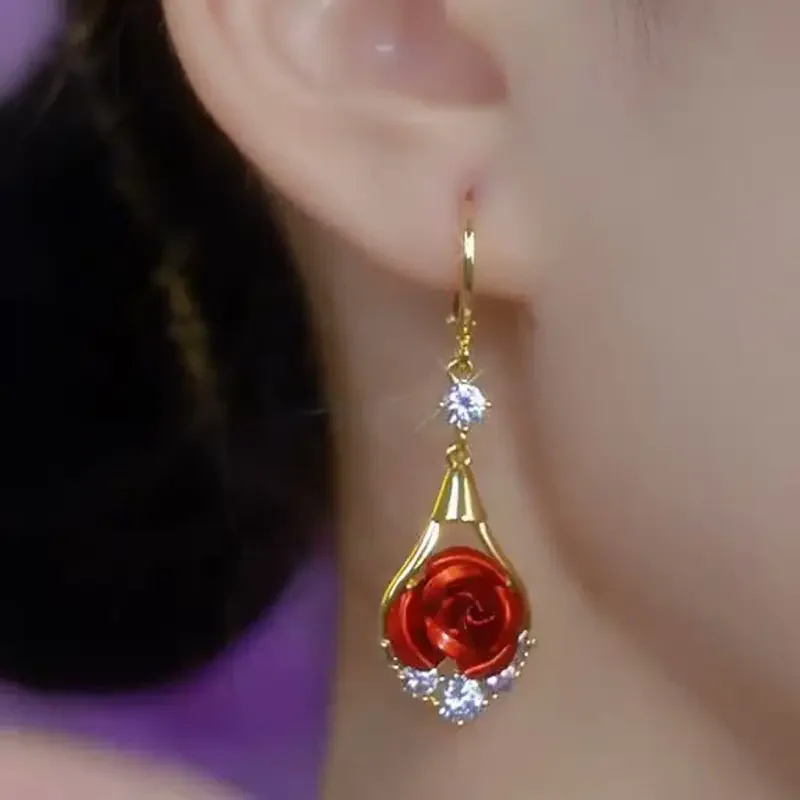 Rose Drop Earrings - Image 4