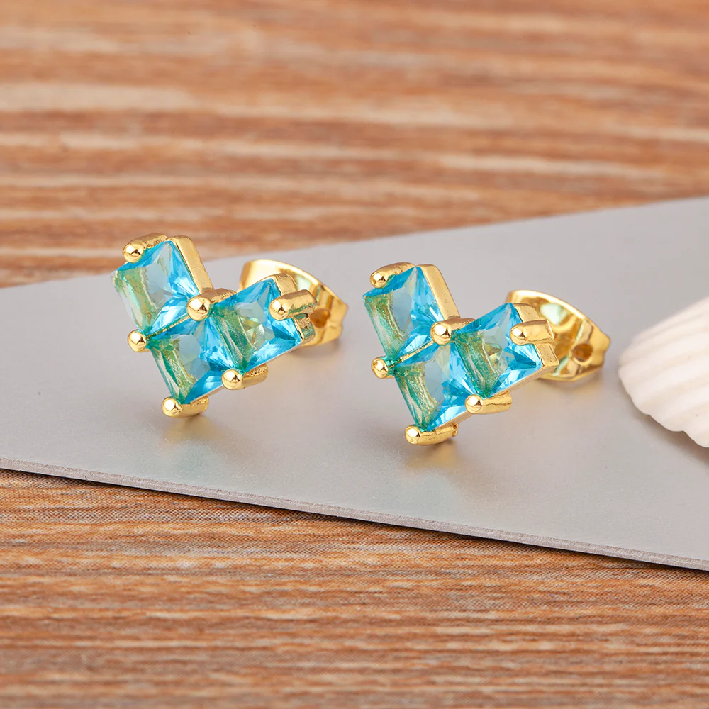 Ruby Quad Diamond Stud Earring - Image 2