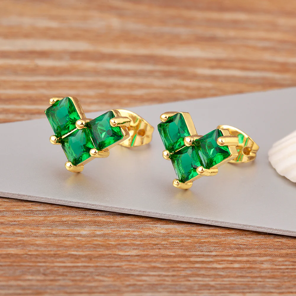Ruby Quad Diamond Stud Earring - Image 4