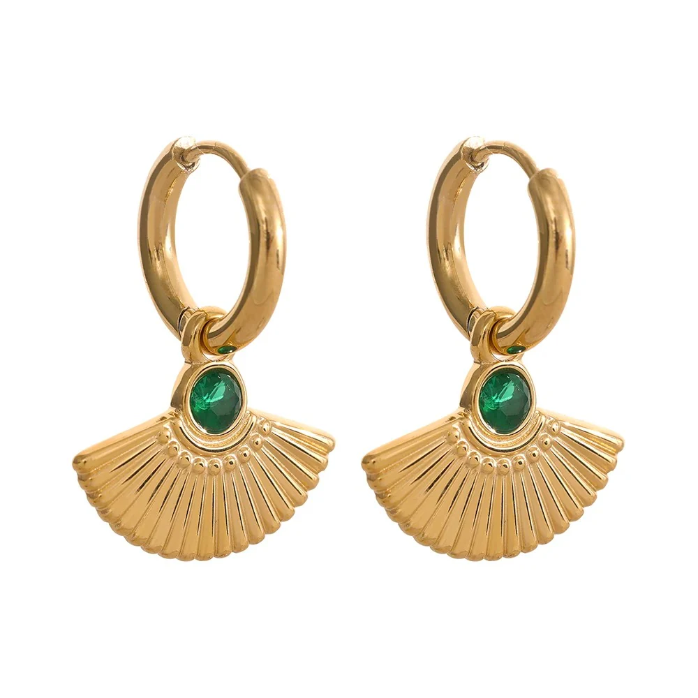Scalloped Gem Earrings - Image 3