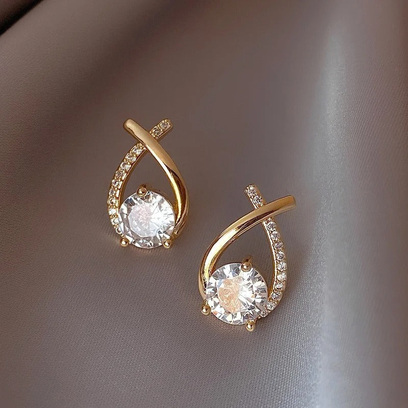 Shiny Ribbon Stud Earrings - Image 2
