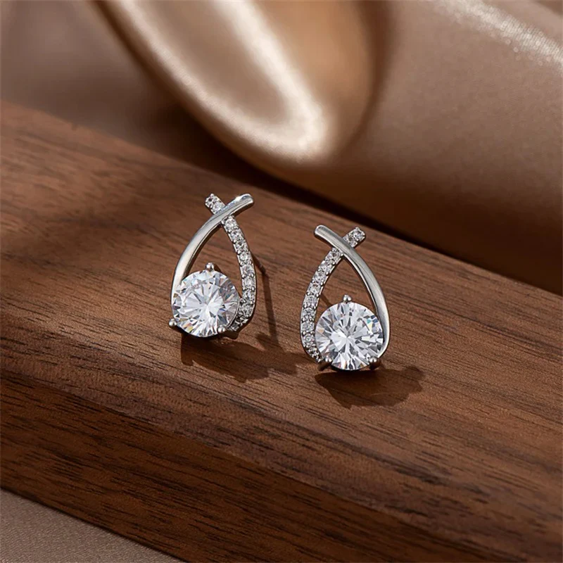Shiny Ribbon Stud Earrings - Image 3