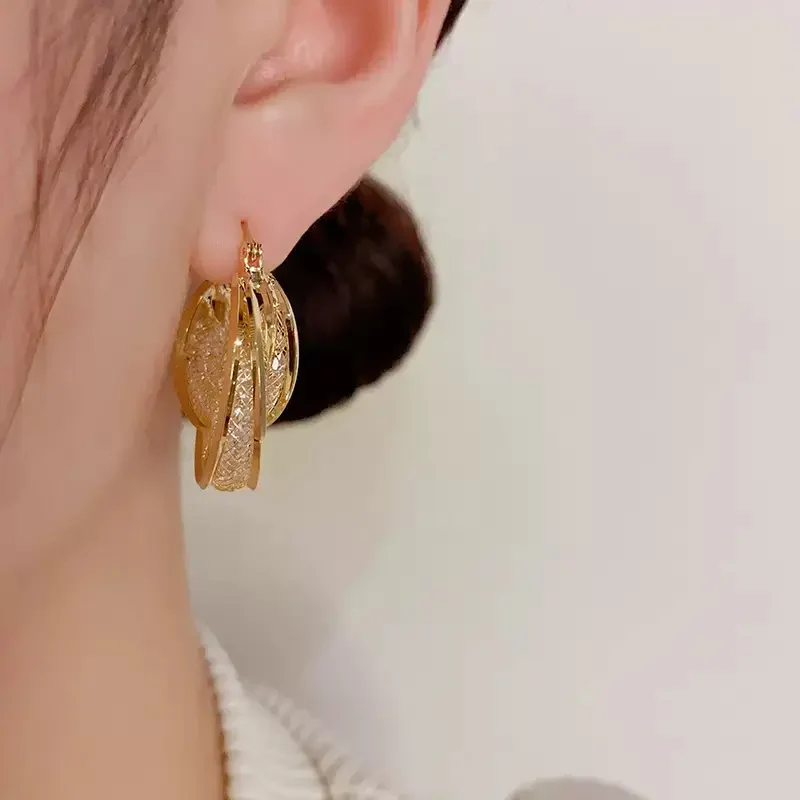 Sparkling Gold Hoop Earrings - Image 2