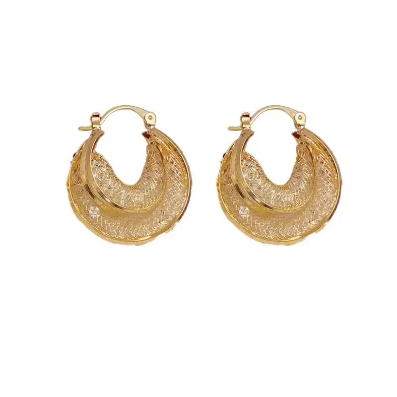 Sparkling Gold Hoop Earrings - Image 3