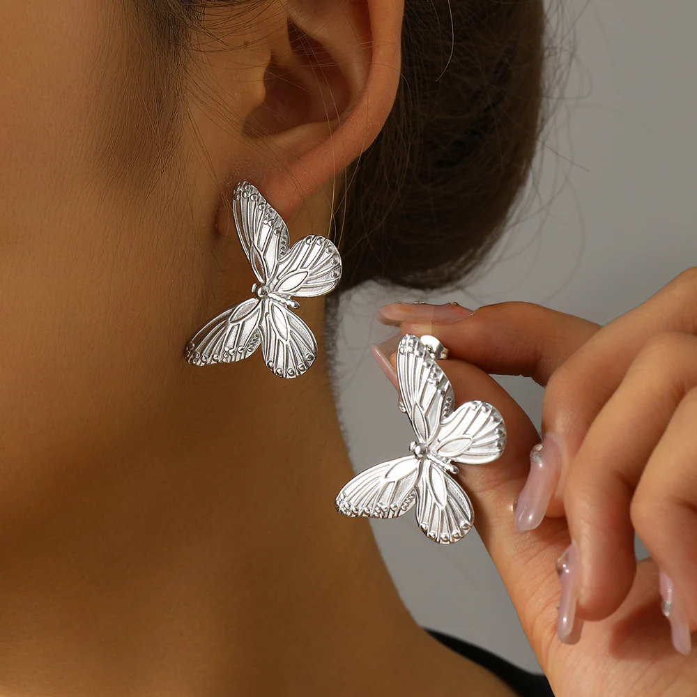Statement Gold Butterfly Earringsc - Image 2