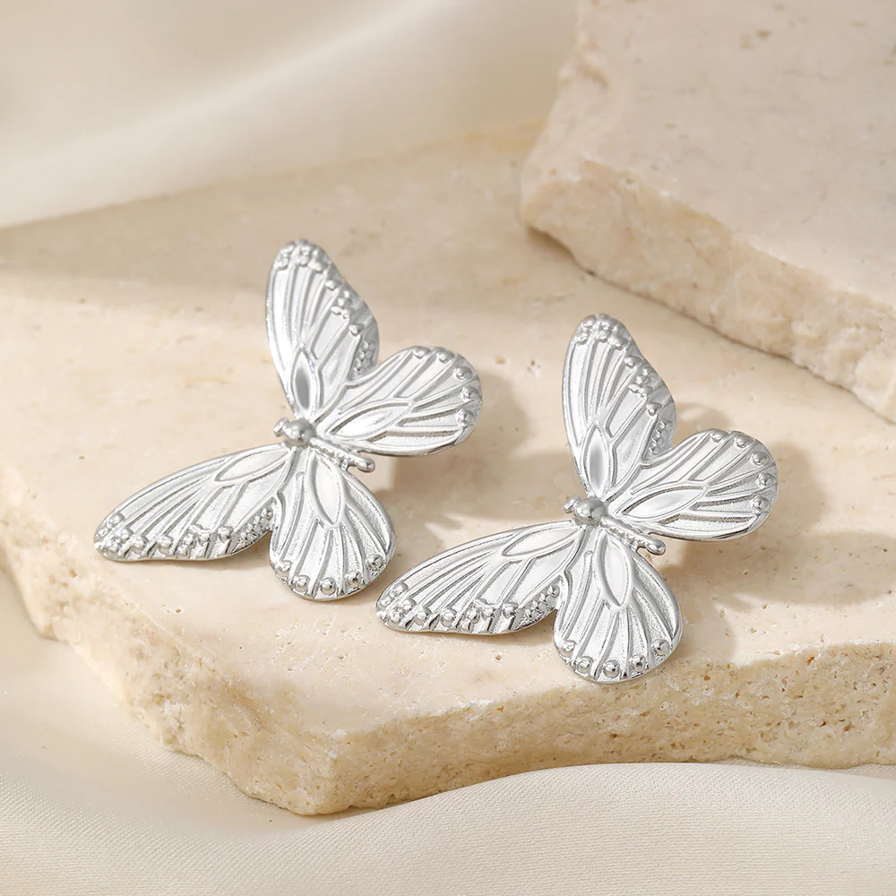 Statement Gold Butterfly Earringsc - Image 4